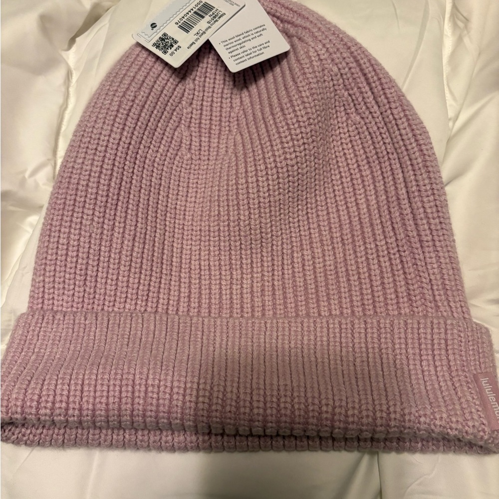 lululemon Pink Merino Wool Blend Knit Beanie size L/XL